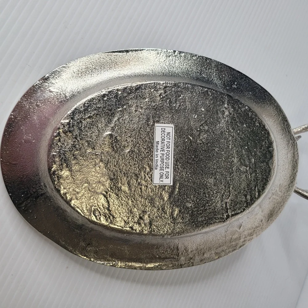 Passport to India Silver Metal Reindeer Deer Stag Serving Platter Decorative NEW